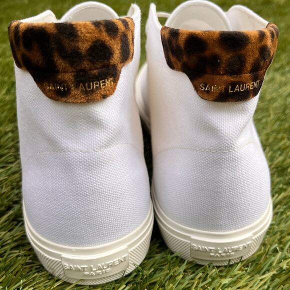 YSL Saint Laurent Paris Ace Mid Top Sneaker Luxury Designer Canvas Shoe 41/ 10 - Picture 7 of 11